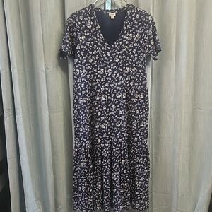 J. Crew Blue and White Flutter Sleeve Midi Sundress